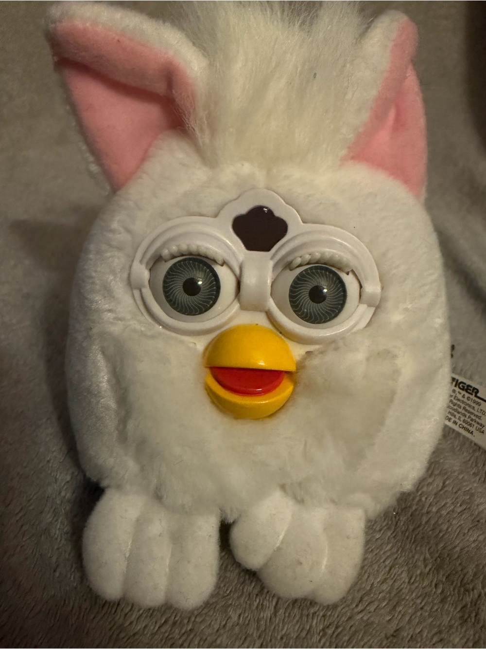 Vintage 1999 Furby Buddies White Pink Bean Bag Plush Tiger Electronics